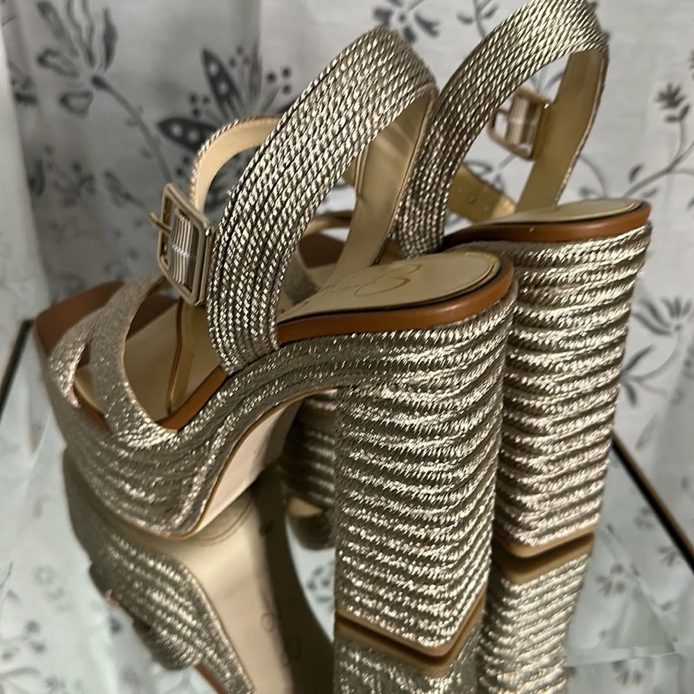 Jessica Simpson Metallic Silver Woven Platform Sandals